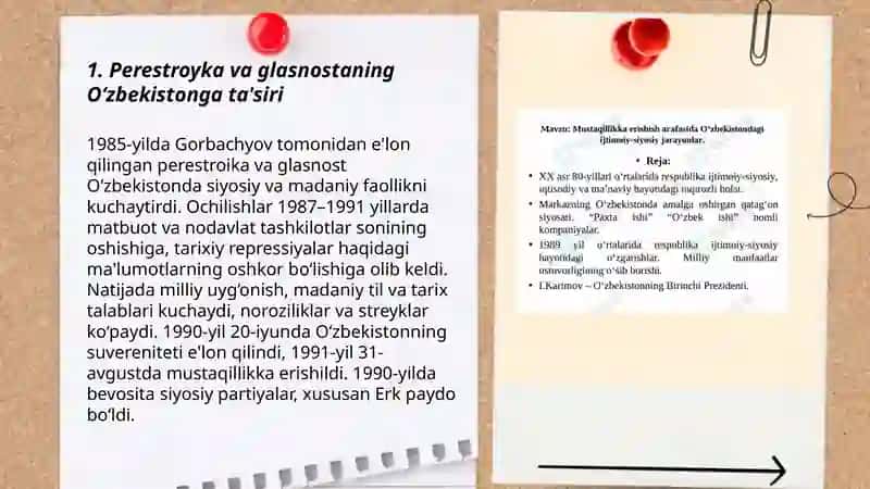 Mustaqillikka erishish arafasida O'zbekistondagi ijtimoiy-siyosiy jarayonlar 3