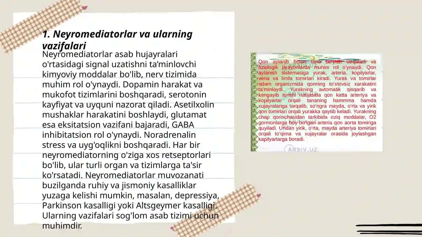 Neyromediatorlar biosintezi, ahamiyati va kasalliklari 3