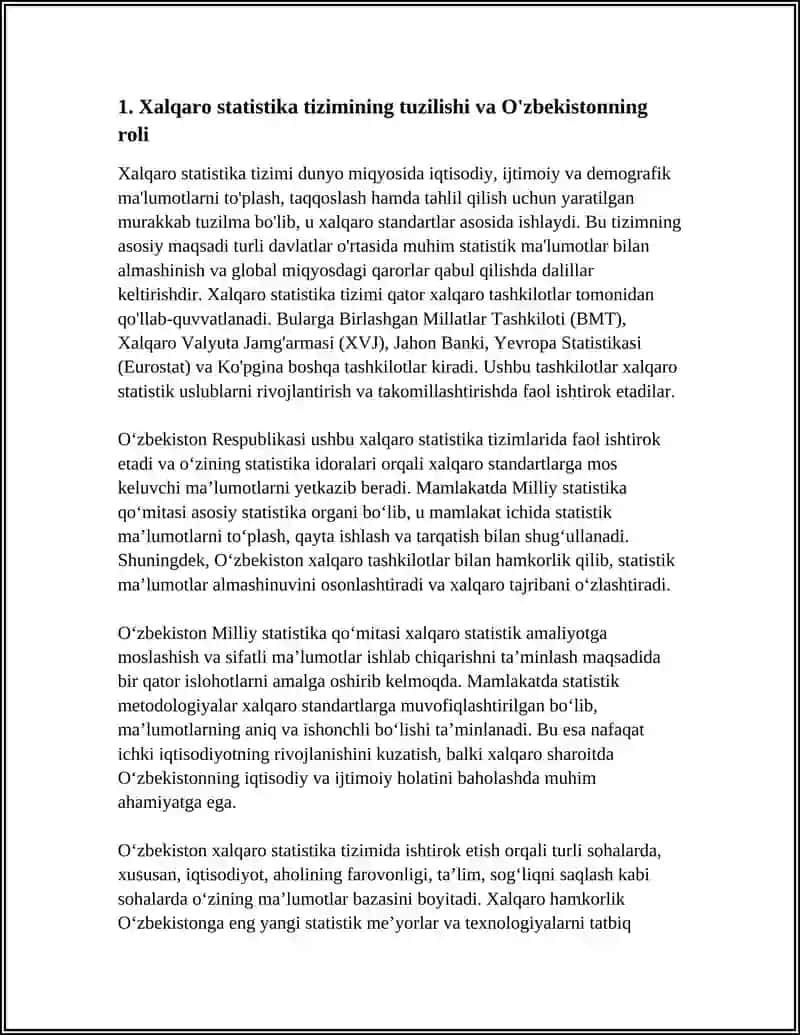 XALGARO STATISTIKA TIZIMI VA O’ZBEKISTONNING ISHTIROKI 3