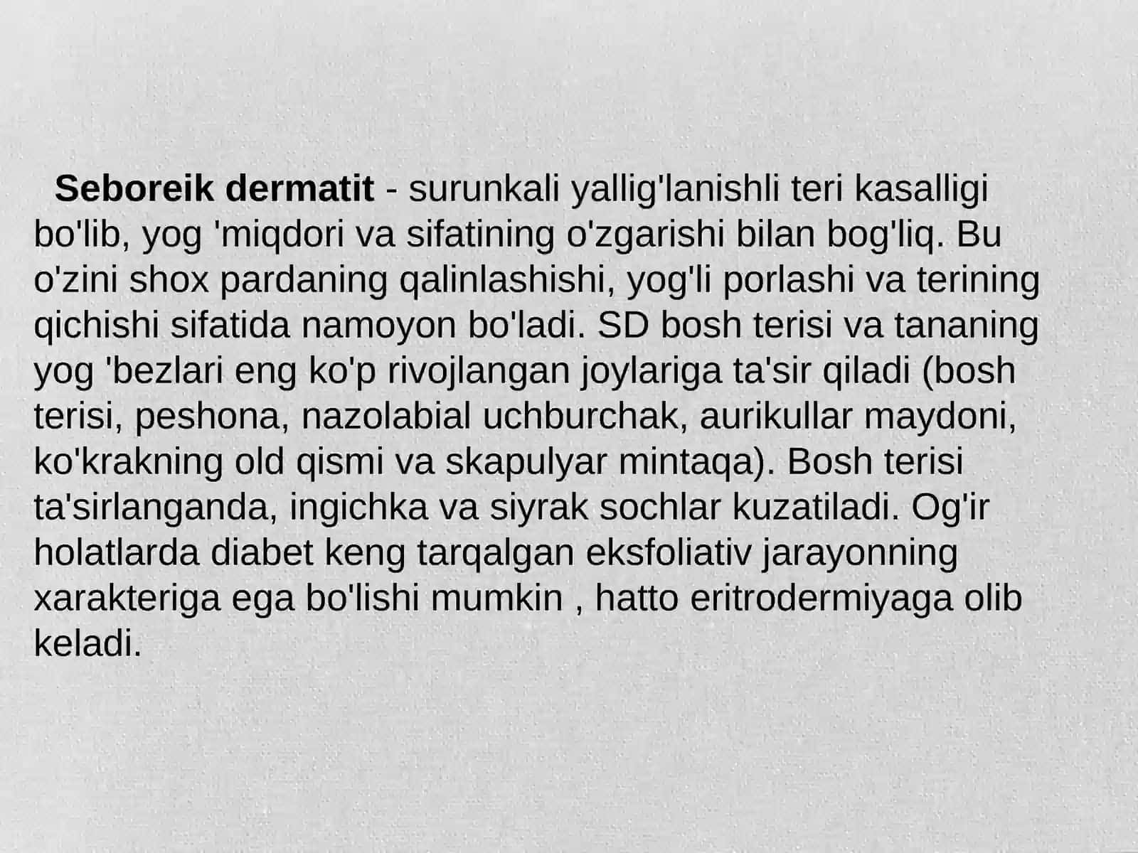 Seboriya va seboreik dermatit (SD) 3