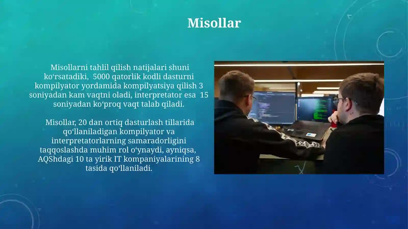 Interpretatorlar va kompilyatorlar. Tanlash operatori bilanishlash 3