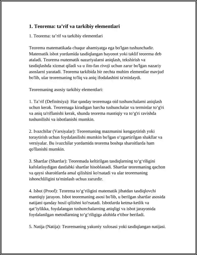TEOREMA VA UNING TURLARI 3