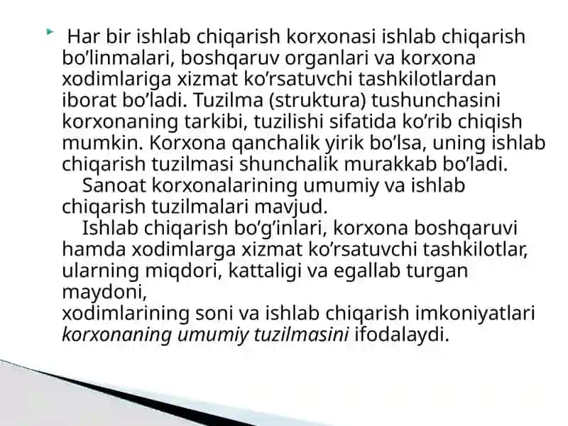 Korxona rejalari tuzilmasi 3