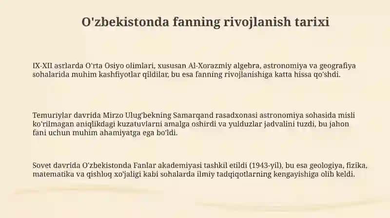 Oʻzbekistonda ilm fanning rivojlanishi 3