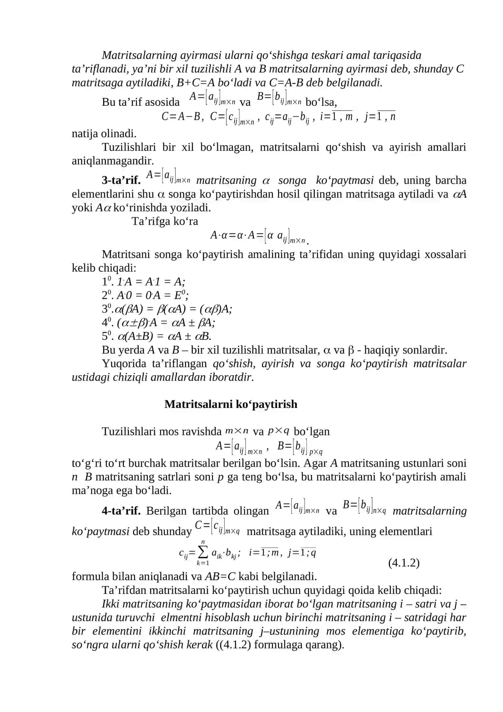 Matritsalarning turlari 3