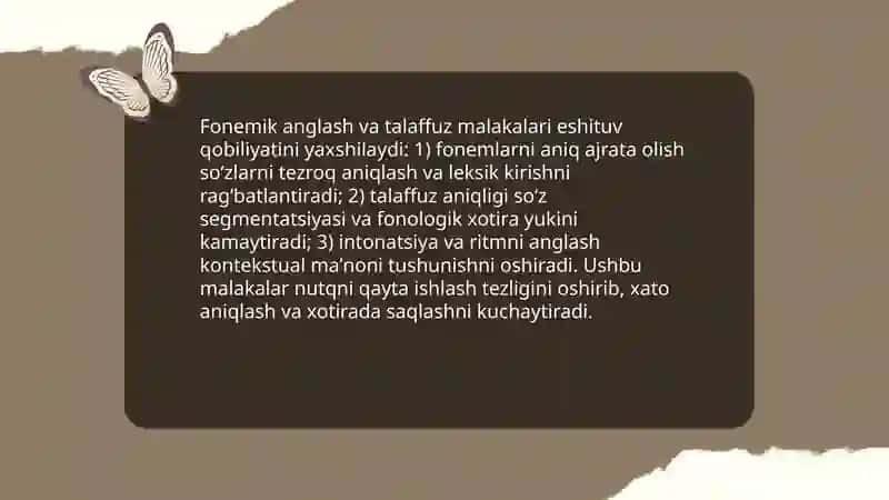 Talaffuz malakalarini eshituv qobiliyatiga ta’siri 3