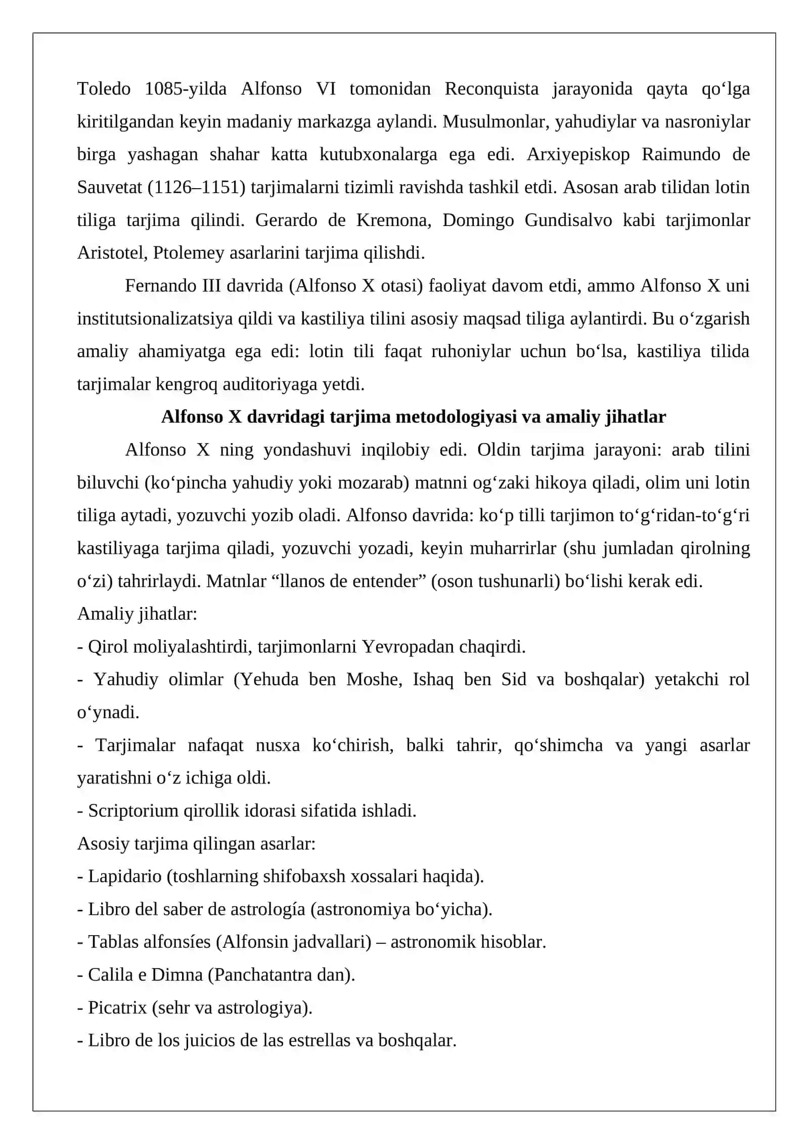 Alfonso X davrida Toledo maktabi Maqola. 3