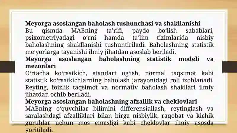 Meyorga asoslangan baholash 3