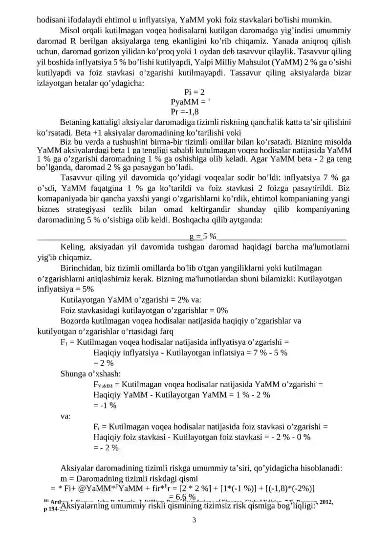 Zamonaviy (amaliy) moliya va risklar 3