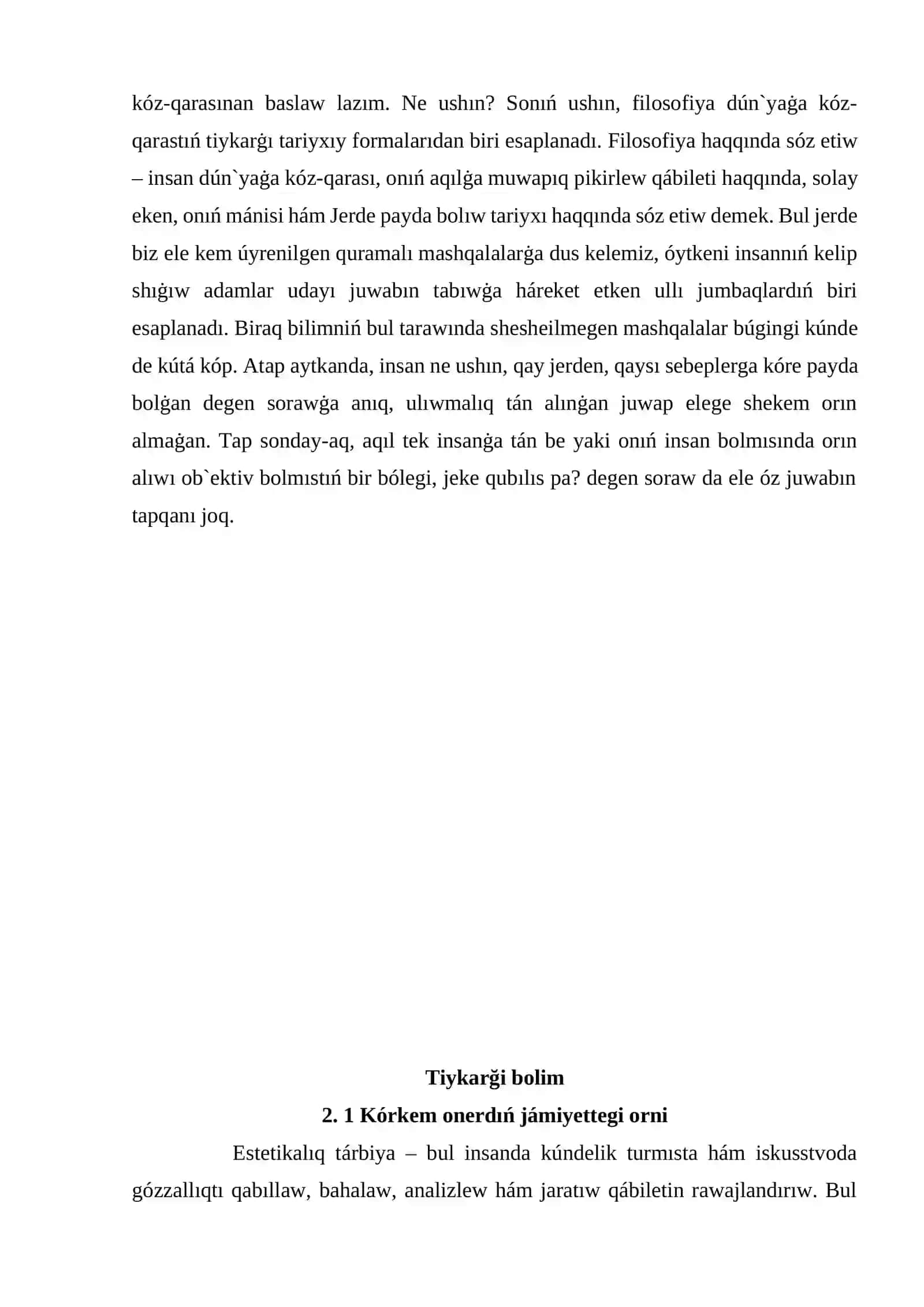 Filosofiya ha'm ko'rkem o'ner 3