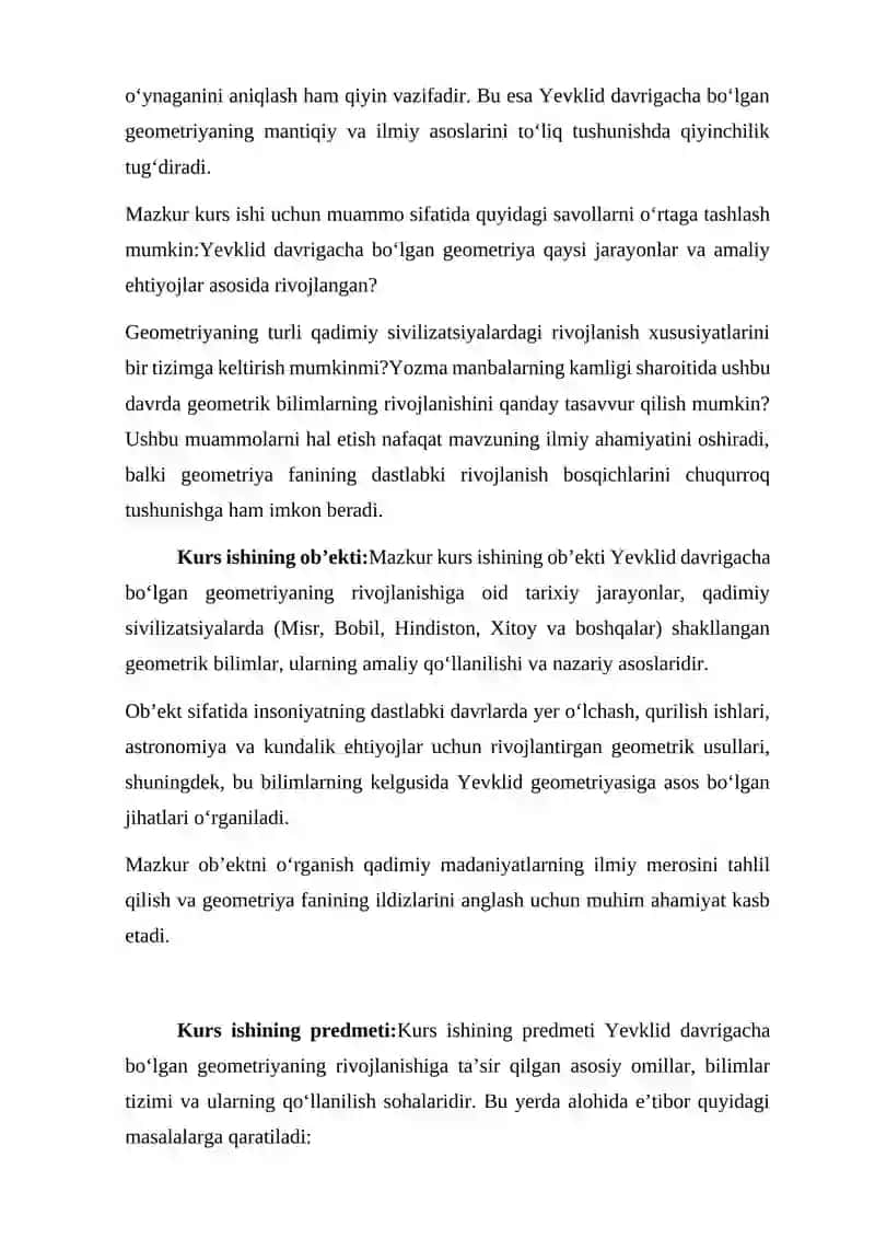 Yevklid davrigacha bo’lgan geometriyaning rivojlanishi 3