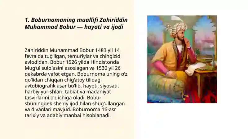 " Boburnoma "asari haqida 3
