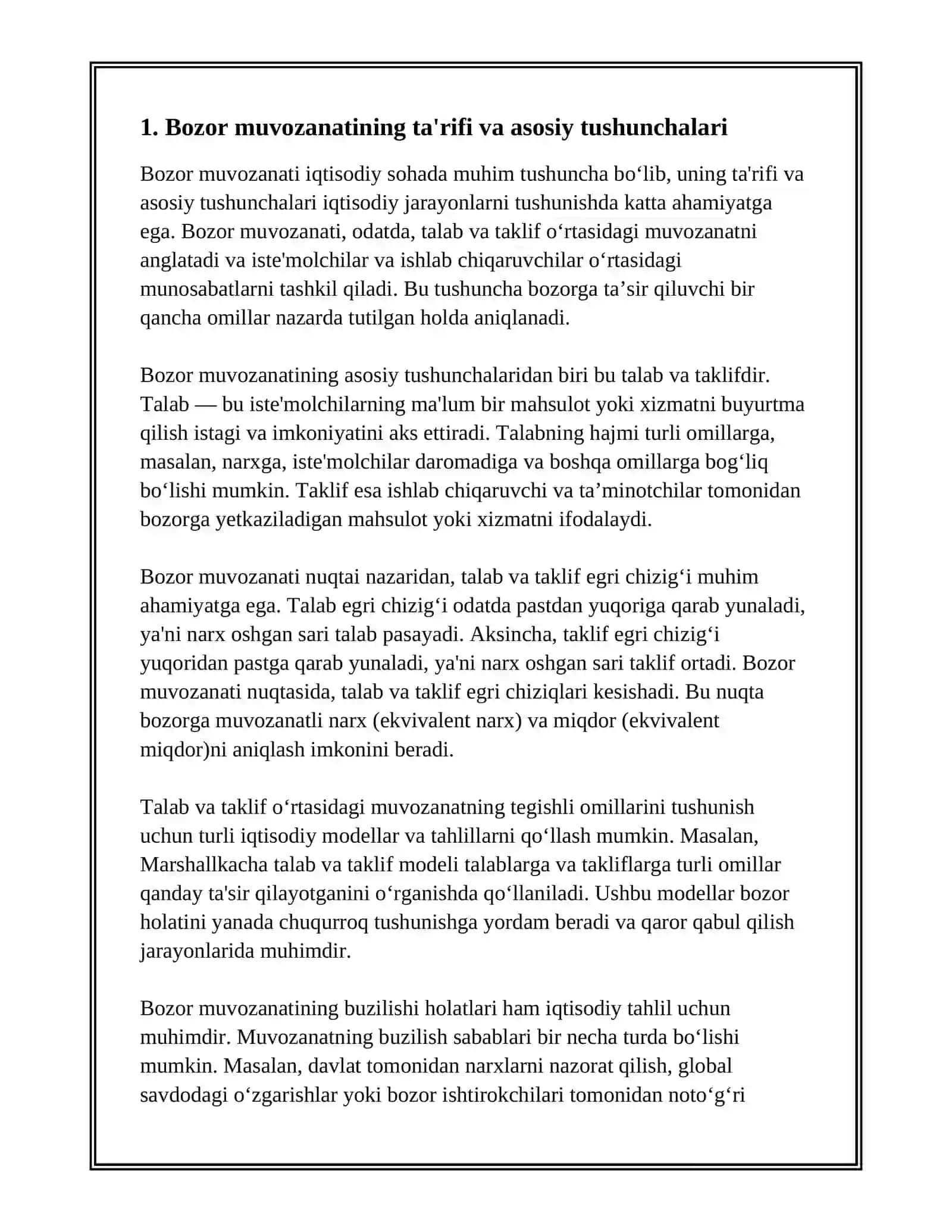 BOZOR MUVOZANATI VA UNING AHAMIYATI 3