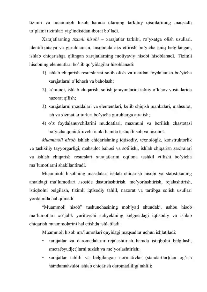 Boshqaruv hisobini tashkil etish muommolari 3