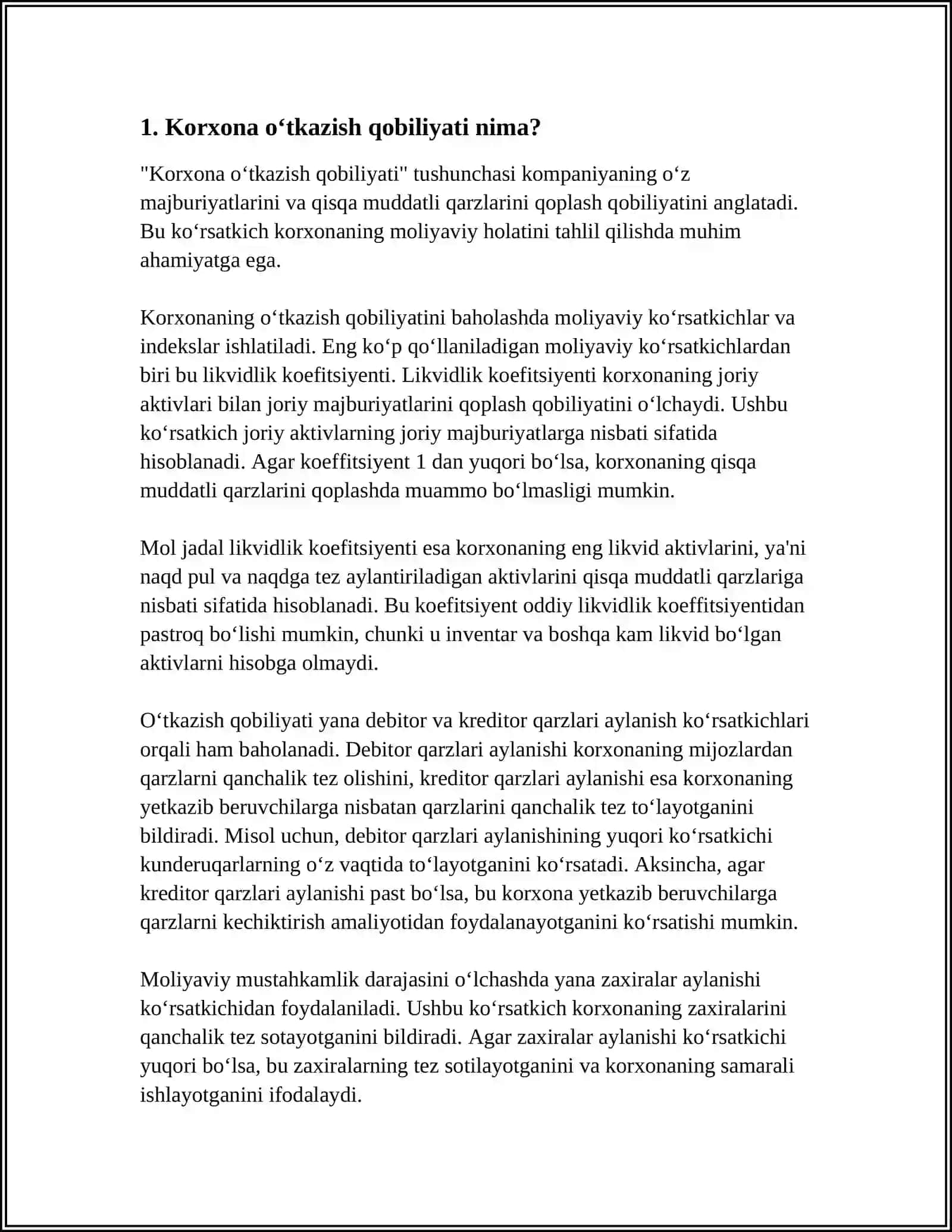 KORXONANING OʻTKAZISH QOBILIYATINI HISOBLASH 3