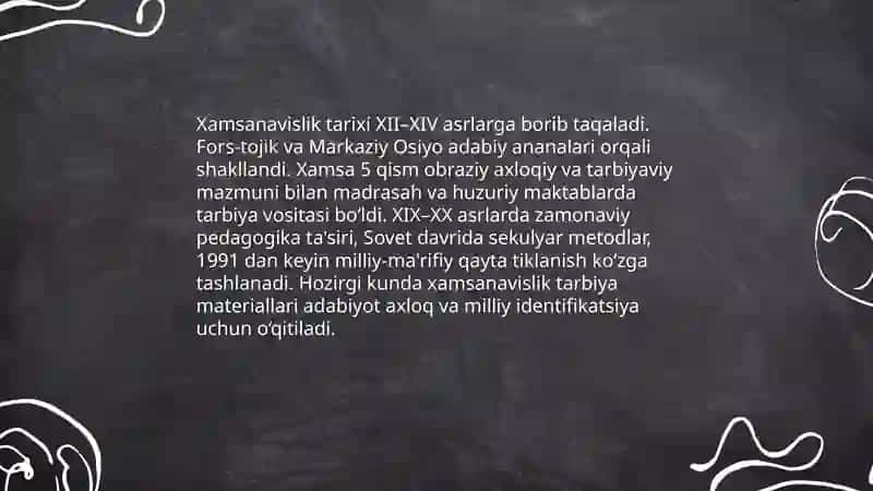 Xamsanavislik va tarbiya 3