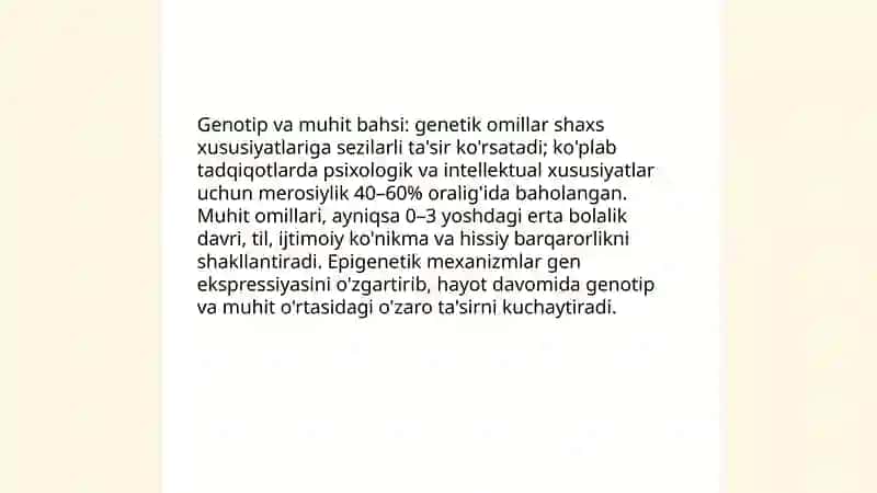 Genotip va muhit: shaxs rivojiga ta’siri 3