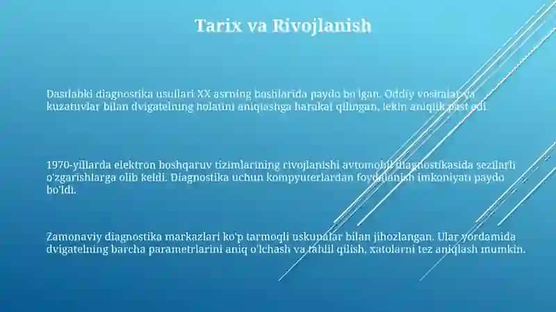Dvigatelni diagnostikalash ish joyini o‘rganish 3