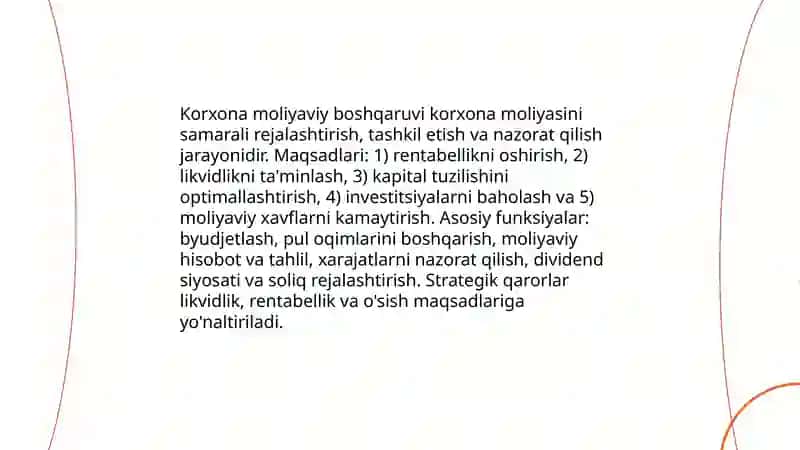 Korxona Moliyasi 3
