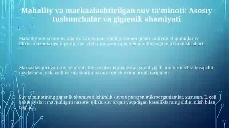 Mahalliy va Markazlashtirilgan Suv Ta'minoti 3