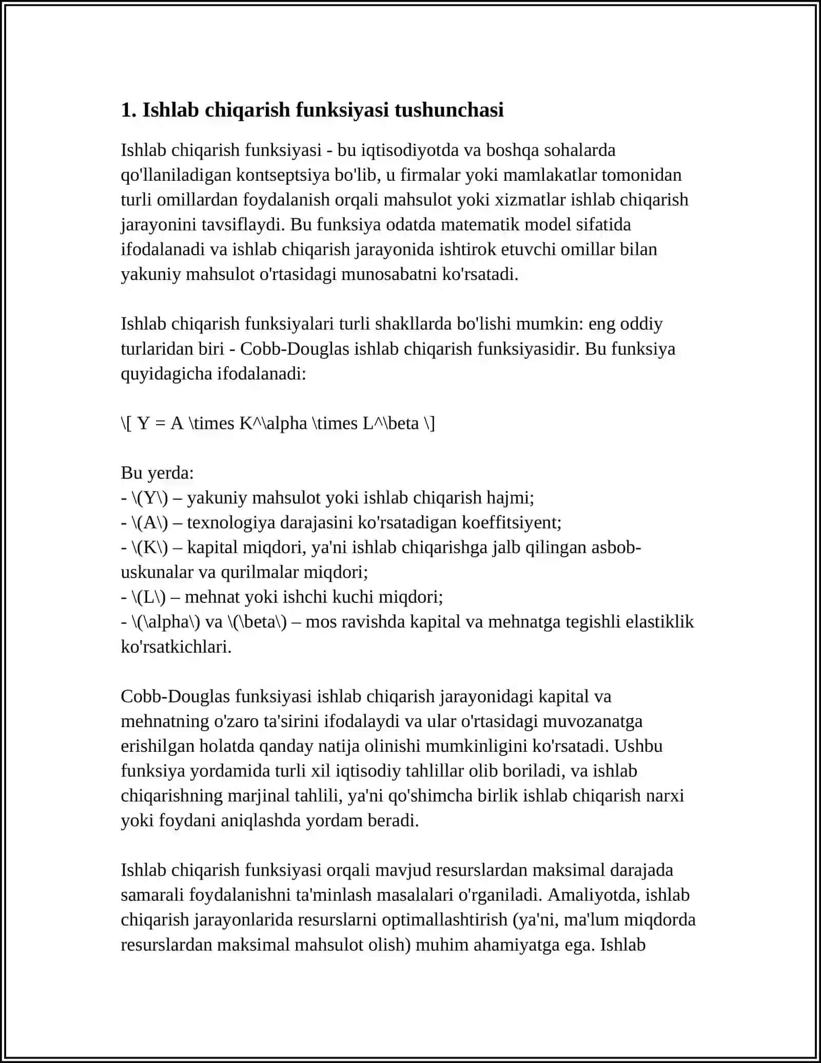 ISHLAB CHIQARISH FUNKSIYALARI VA ULARNING SINFLARI 3