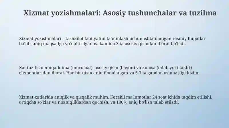 Xizmat yozishmalari xatlari 3