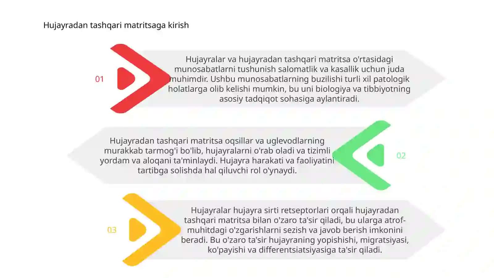 Hujayra va hujayradan tashqari matriks orasidagi munosabatlar 3