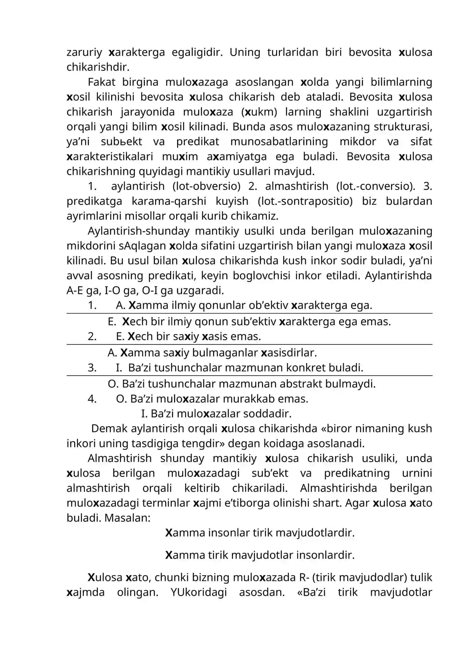 Muloxaza. Xulosa chikarish 3