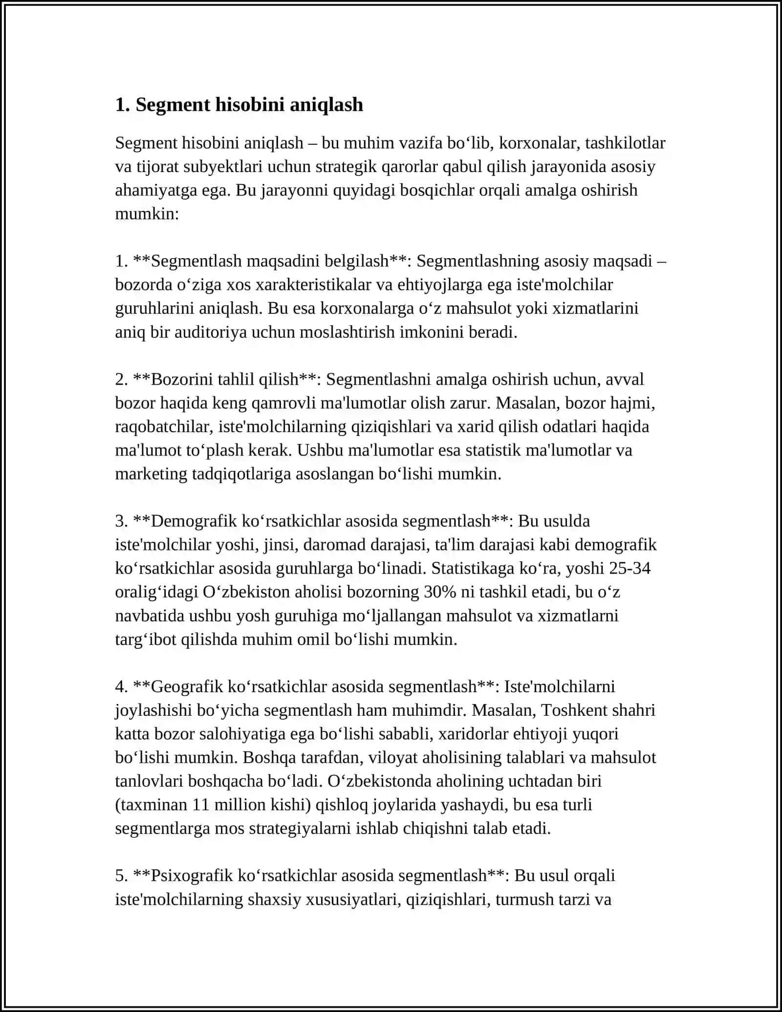 Segment hisobini halqaro standart asosida hisobga olish 3