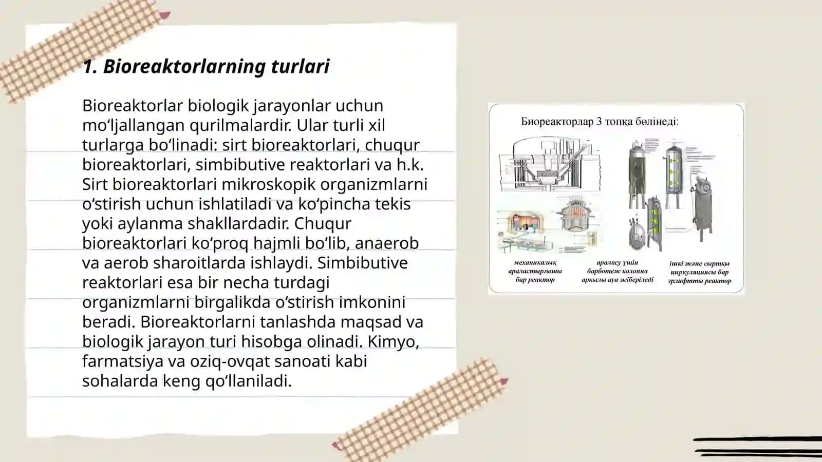 Bioreaktorlar va ularda kechadigan jarayonlar 3