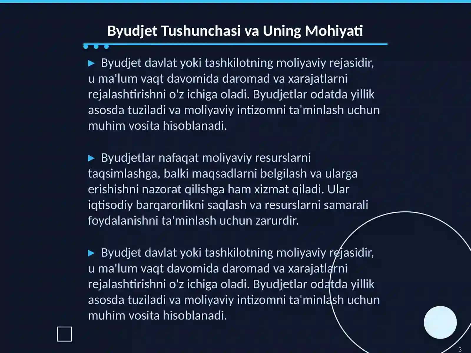 Byudjet va byudjet taqchilligi 3