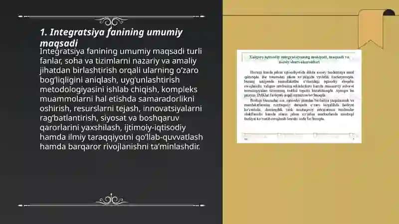 Integratsiya fanining maqsadi va vazifalari 3