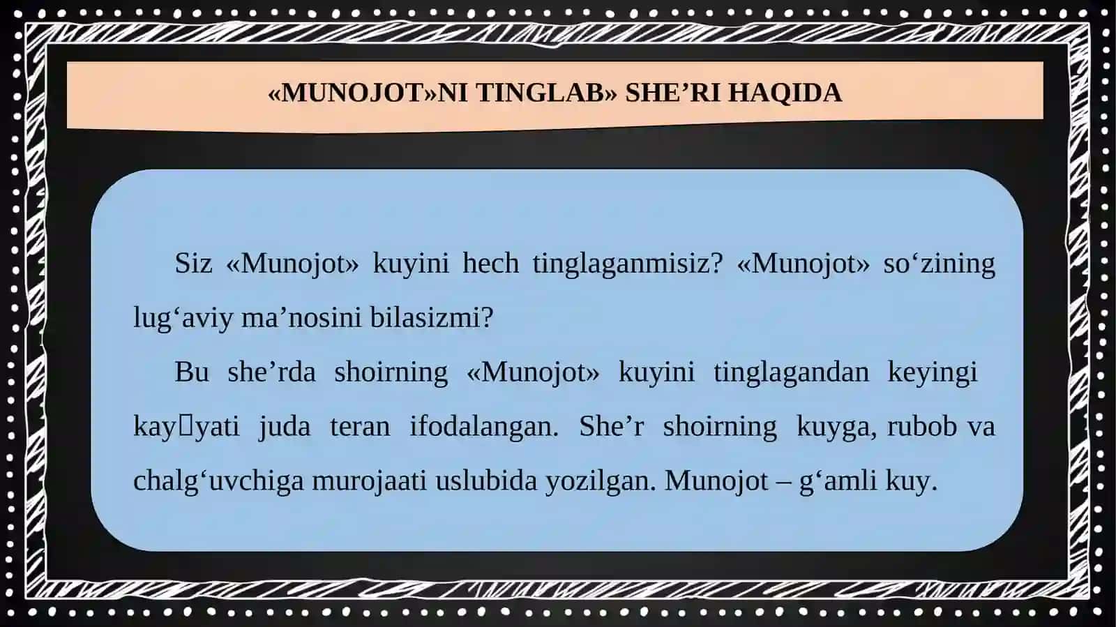 ABDULLA ORIPOV SHE`RLARI «MUNOJOT»NI TINGLAB 3
