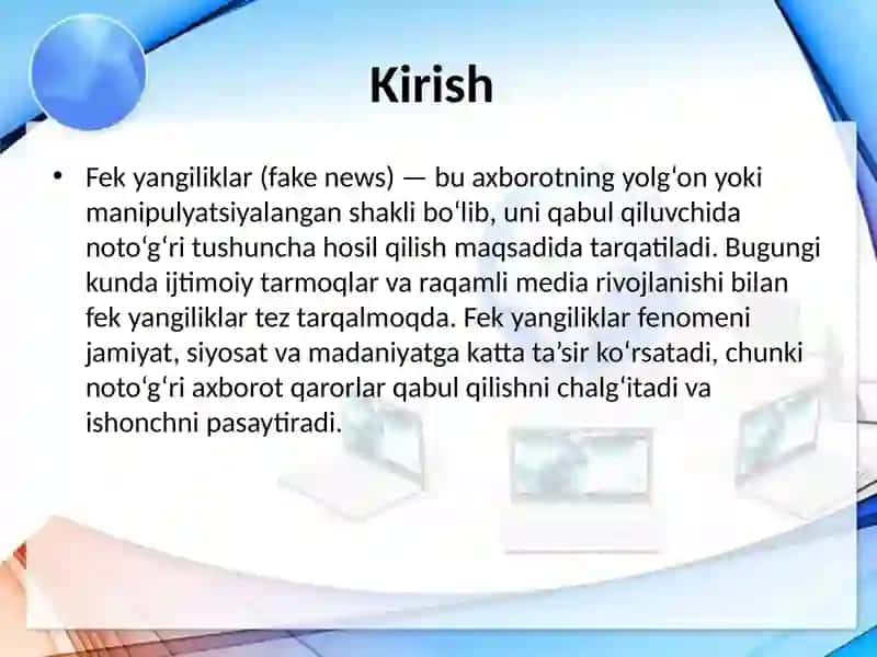 Fek yangiliklar fenomeni tarix va taraqiyot 3