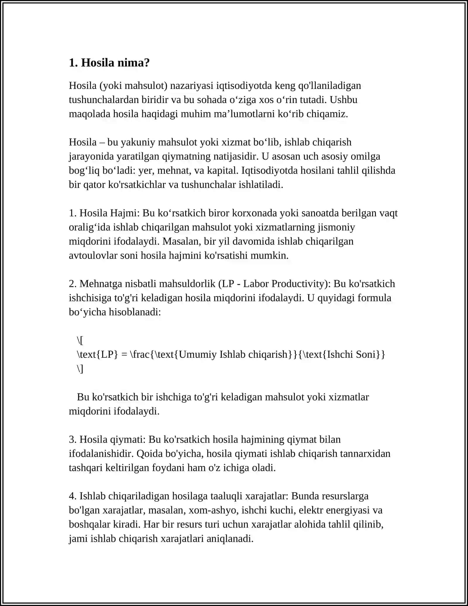 MUSTAQIL ISH Mavzu: HOSILA 3