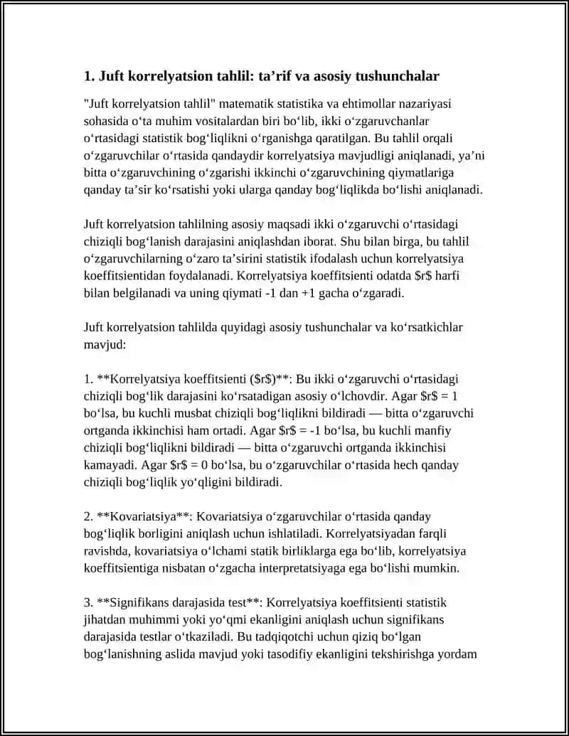 Juft Korrelyatsion Tahlil 3