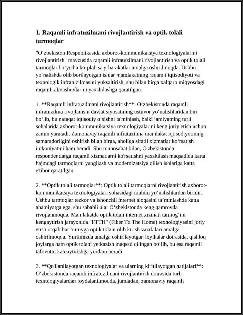 O'ZBEKISTON RESPUBLIKASIDA AXBOROT-KOMMUNIKATSIYA TEXNOLOGIYALARINI RIVOJLANTIRISH 3