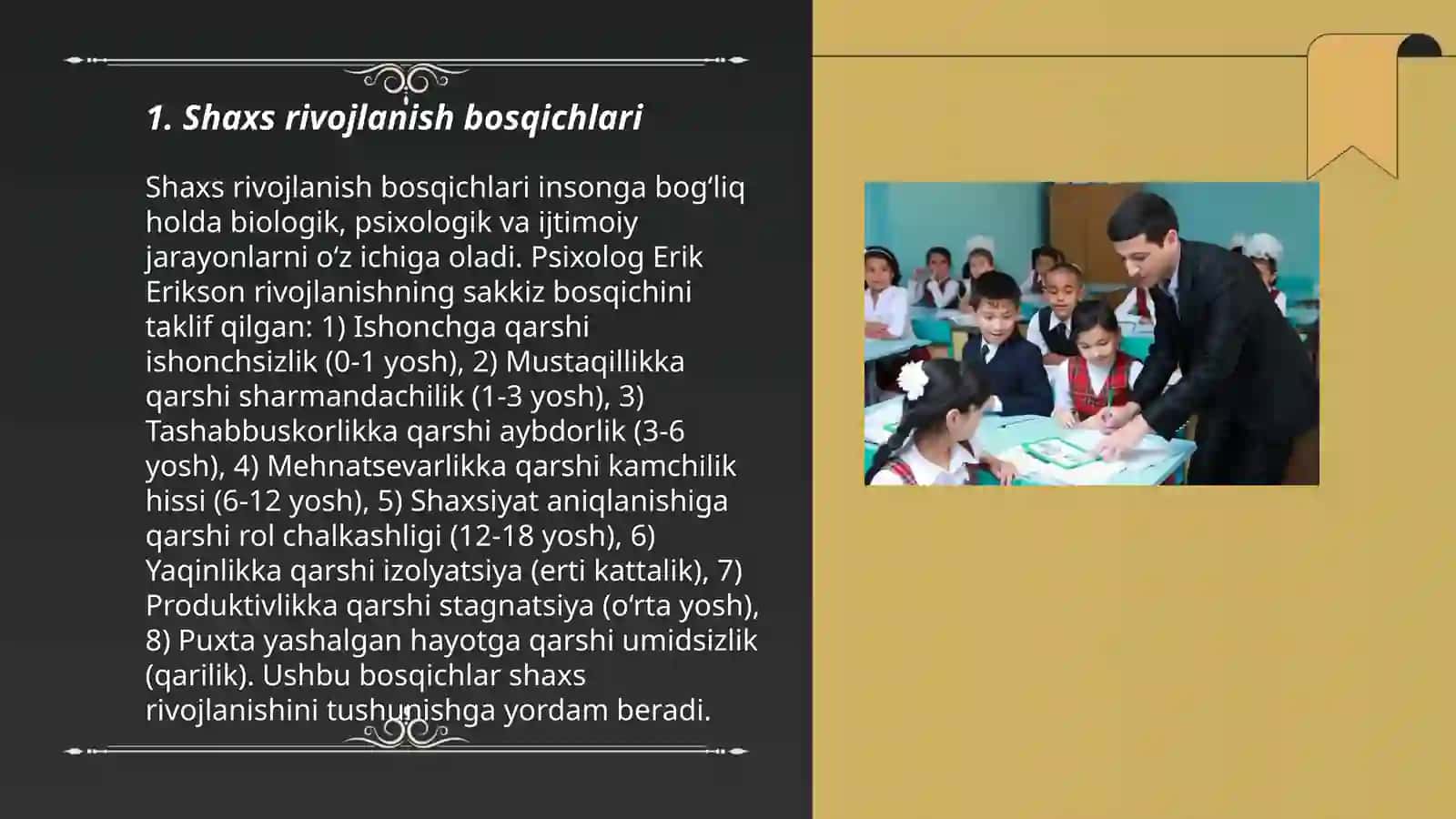 Shaxs rivojlanish bosqichlari 3