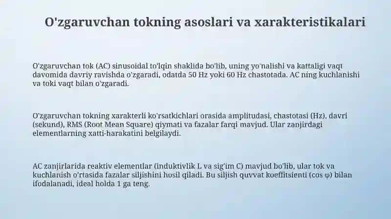 O'zgaruvchan toklar 3