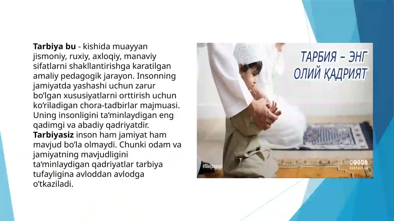 Tarbiya insonni komillikka eltuvchi ilm sifatida 3