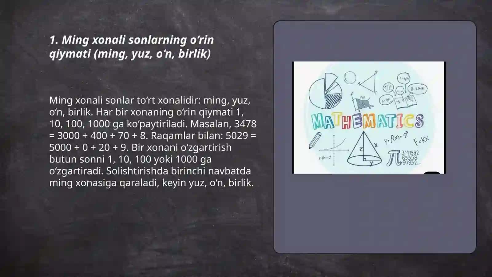 Ming xonali sonlar ustida amallar va malumotlar 3