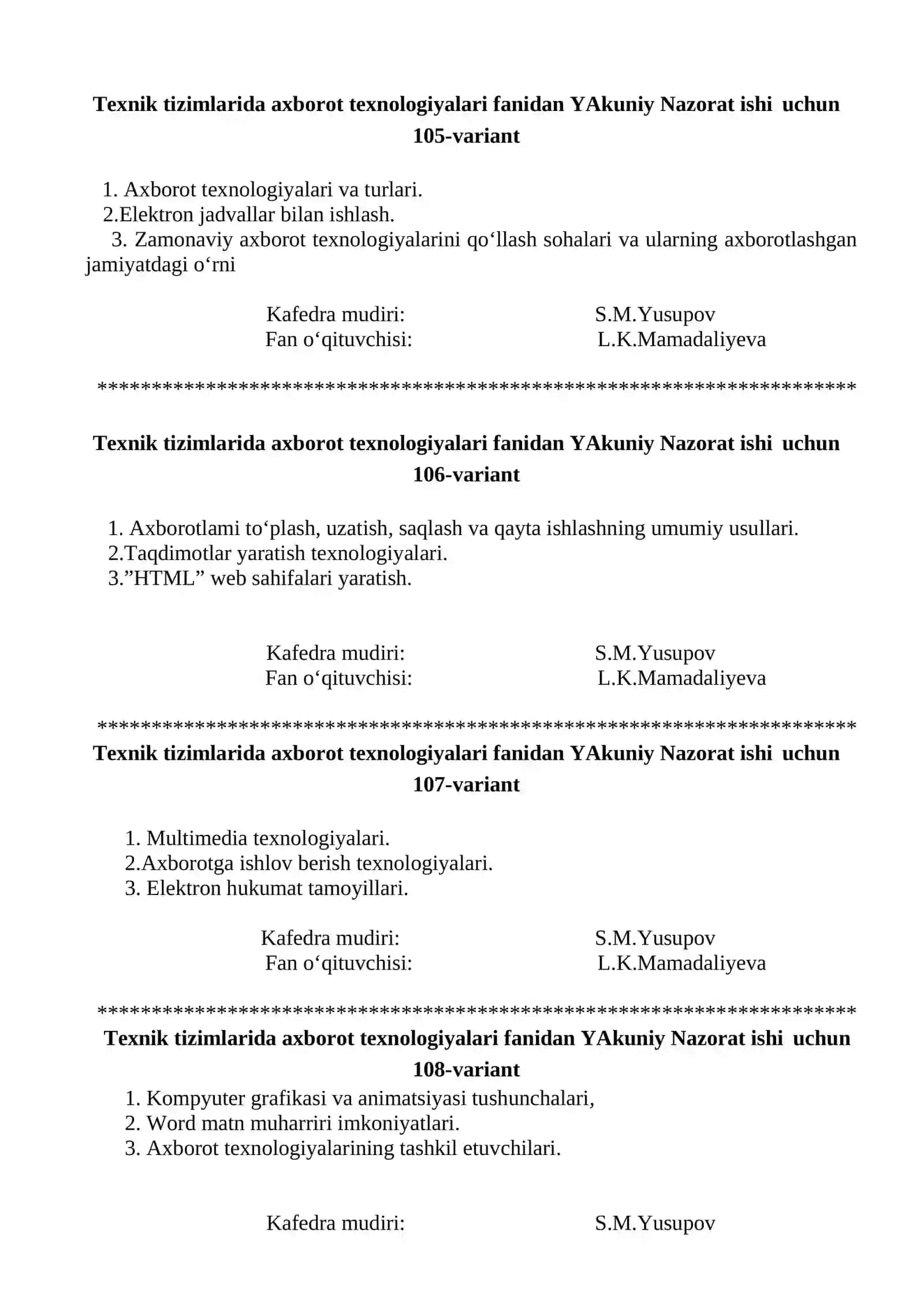 YAkuniy Nazorat ishi uchun, 97-variant 3