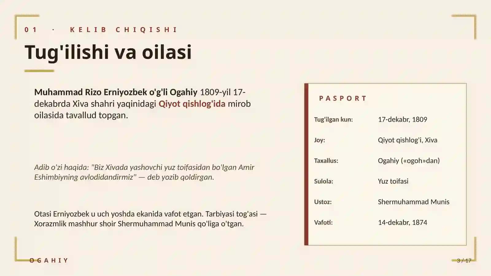 MUHAMMAD RIZO OGAHIY HAYOTI VA IJODI 3