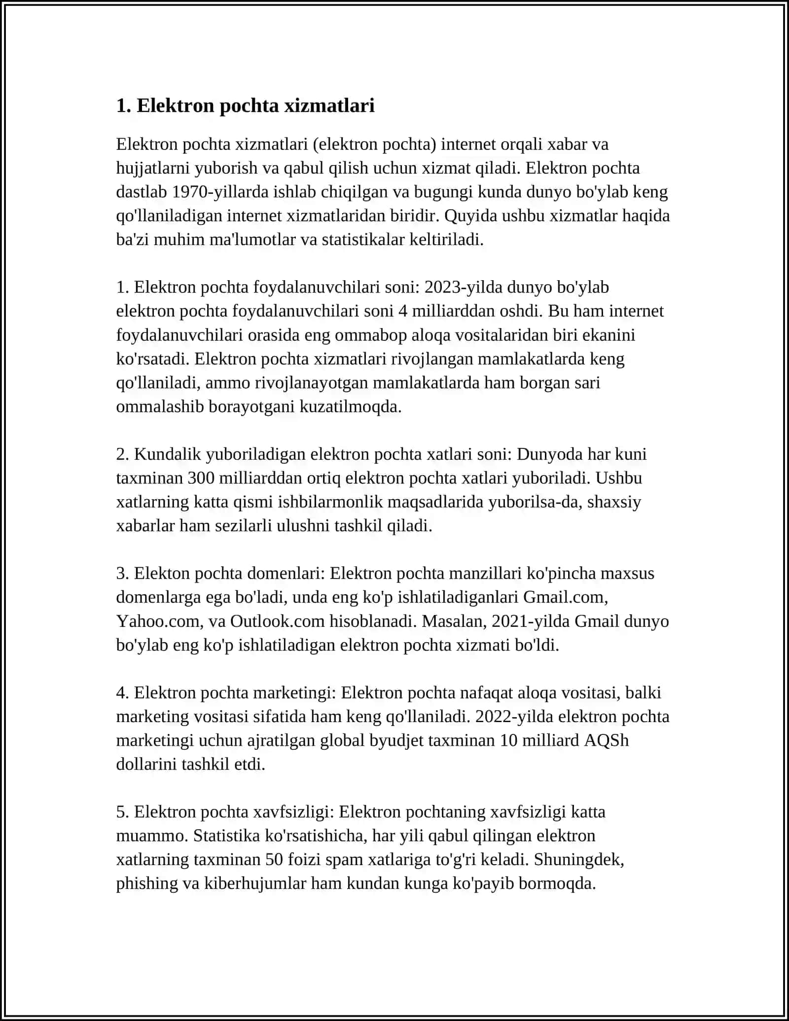 ELEKTRON POCHTA ORGALI TURLI AXBOROTLARNI JO'NATISH VA GABUL GILIB OLISH 3