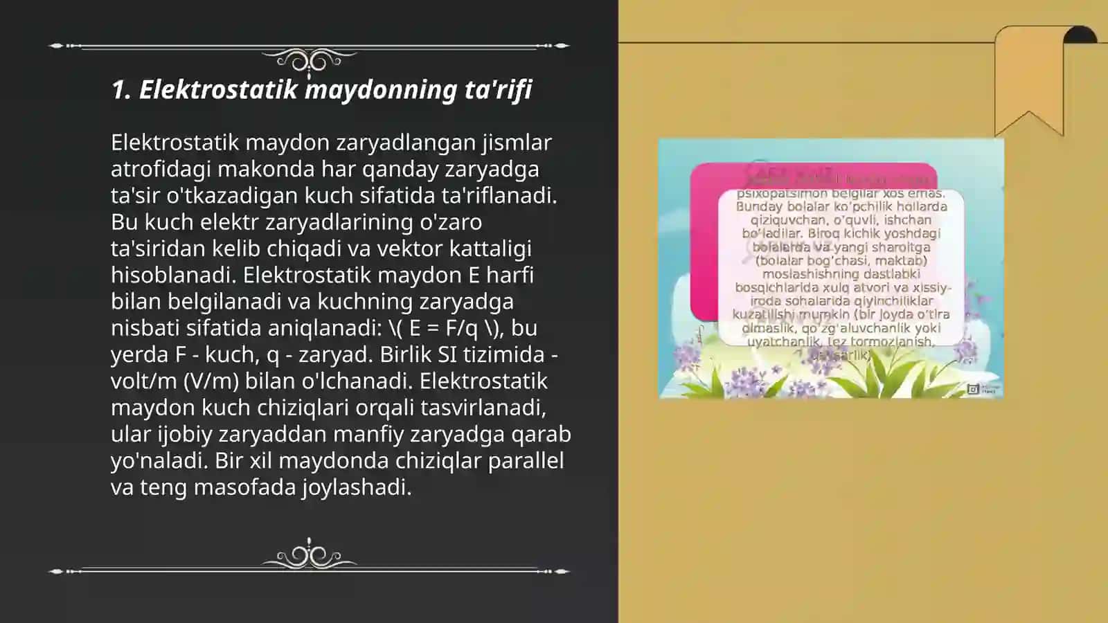 Elektrostatik maydon va uning xususiyatlari 3