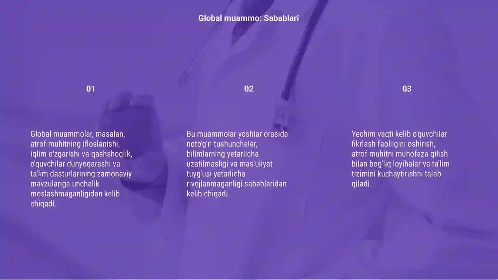 Global muammolar o'quvchilarning yoshlar ortasida muammolari 3