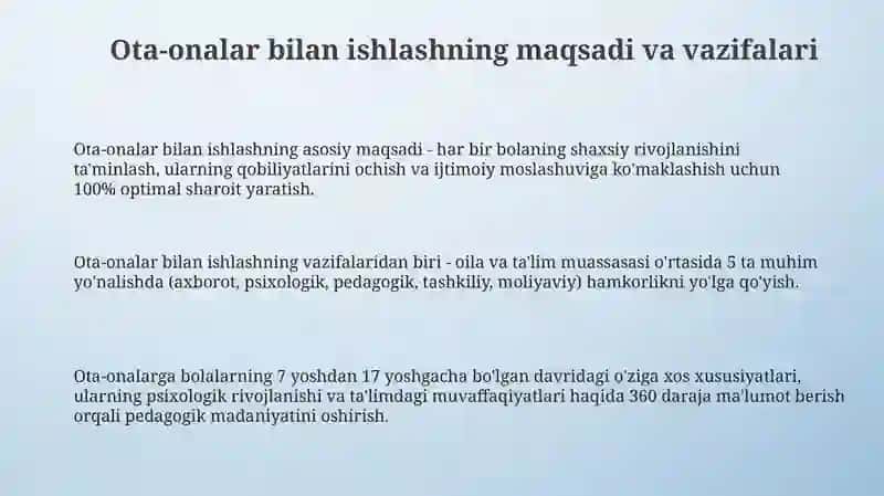 Ota onalar bilan olib boriladigan ish shakl va metodlar 3