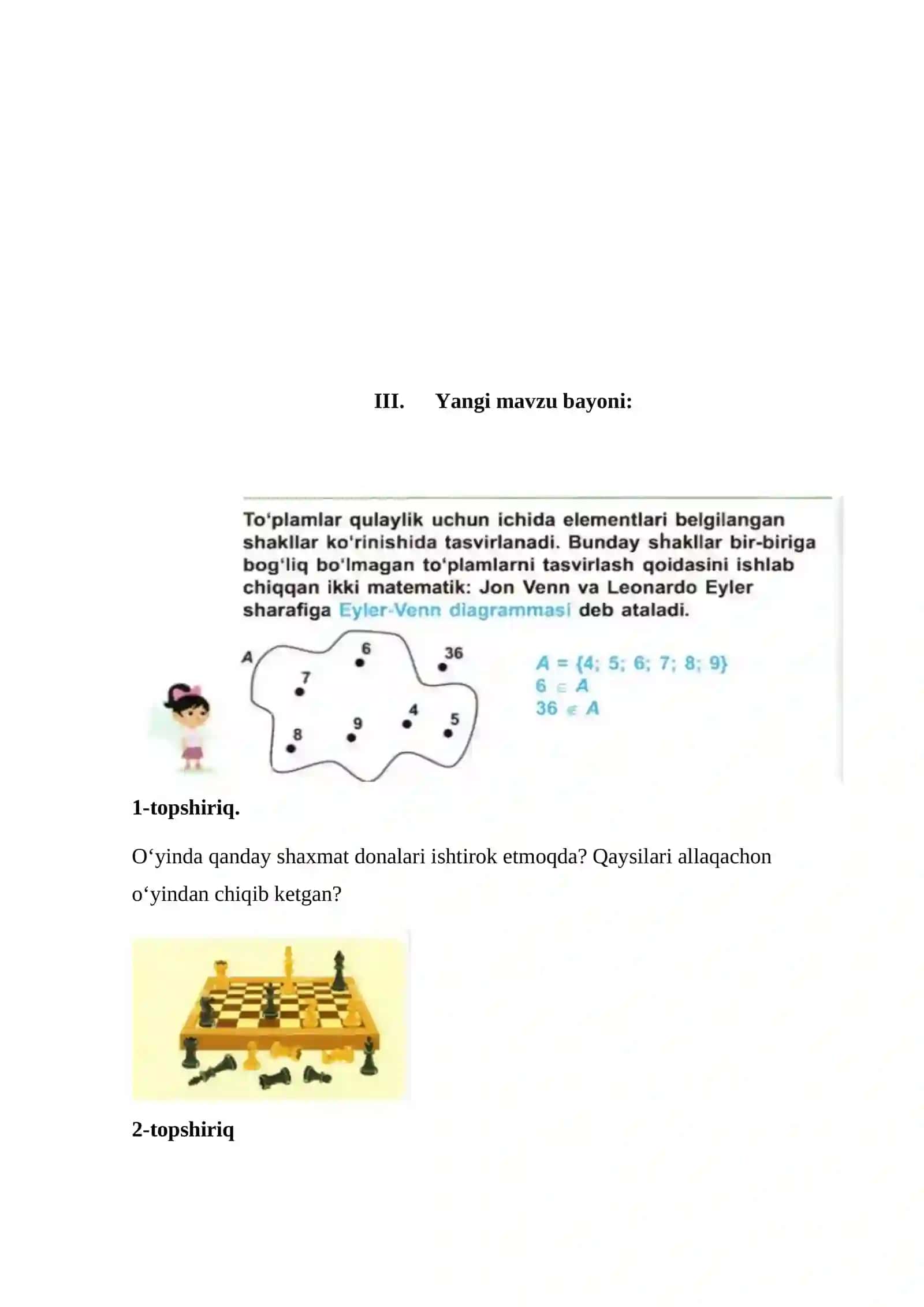 Eyler–Venn diagrammasi. Dars ishlanma 3