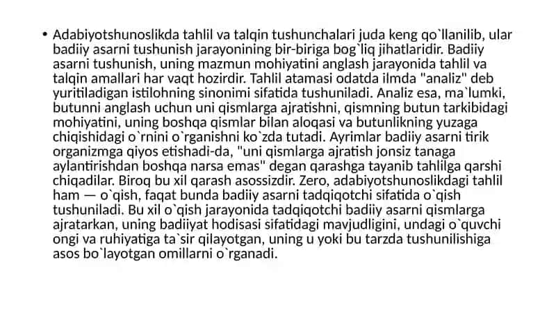 Badiiy asar tahlili va tamoyillari 3