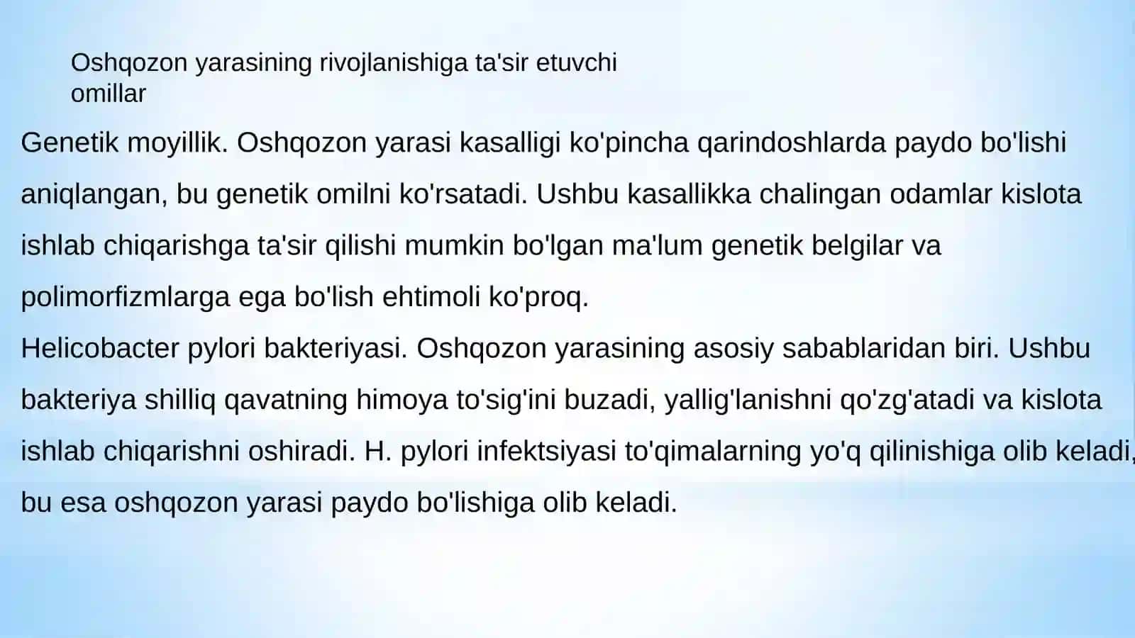 Oshqozon yara kasalliklarini etiopotogenezi 3